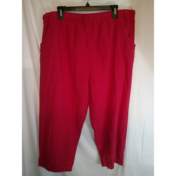 Ragtops Red Cotton‎ Capri Pants Elastic Waist Casual Comfy 3X - Picture 1 of 3